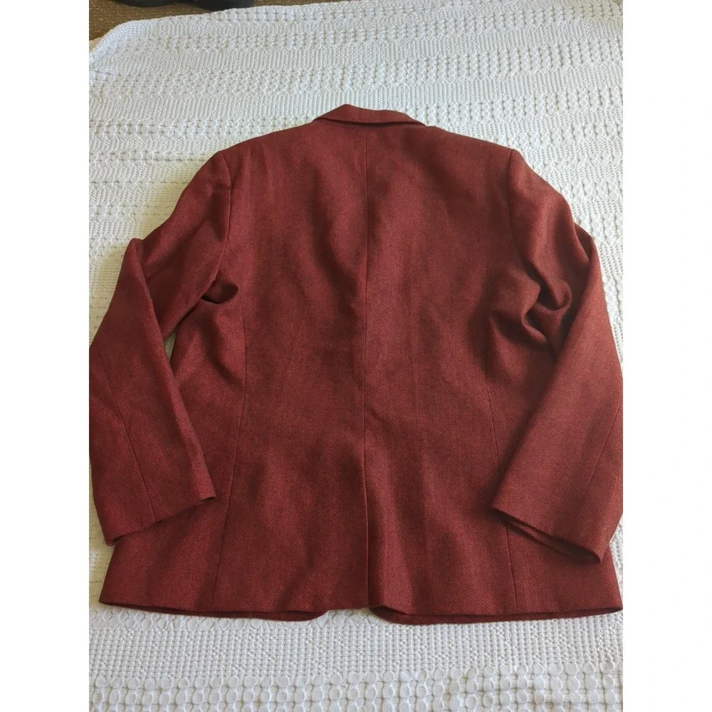 Mr Turk Blazer Herringbone Wool Blend Red Turquoise 2 Button Size 44